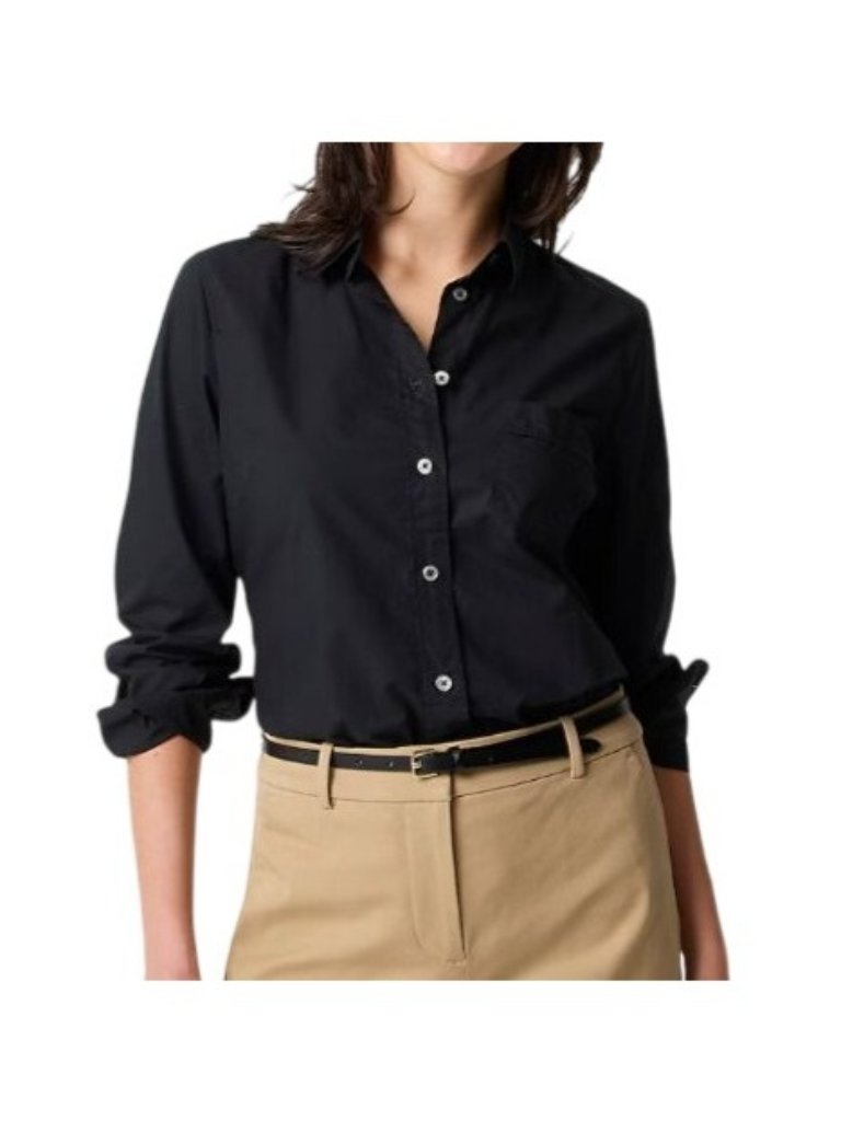 Nwt J.Crew Factory Button-Up Shirt Sz L Black Cotton Poplin Preppy Lightweight